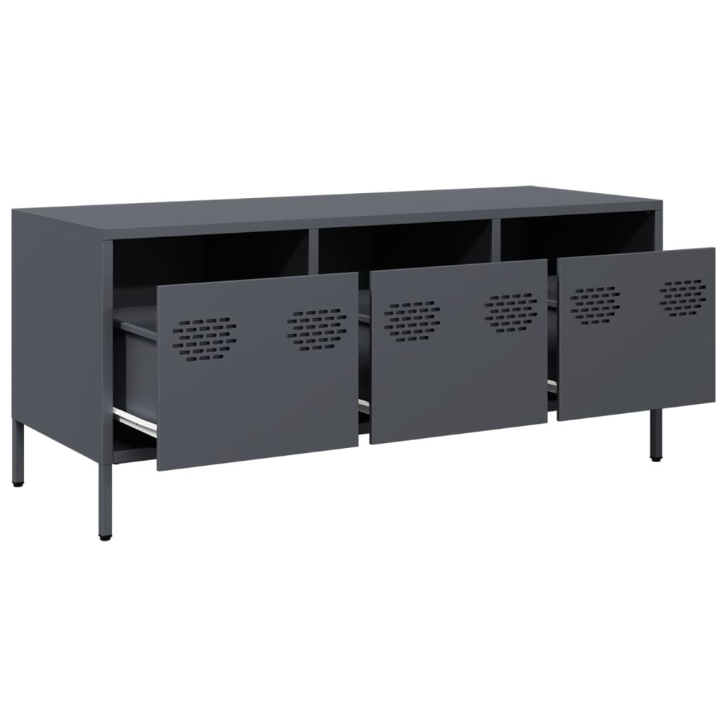 VidaXL Tv-meubel 101,5x39x43,5 cm koudgewalst staal antracietkleurig