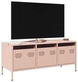 VidaXL Tv-meubel 101,5x39x43,5 cm koudgewalst staal roze
