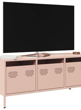 VidaXL Tv-meubel 101,5x39x43,5 cm koudgewalst staal roze