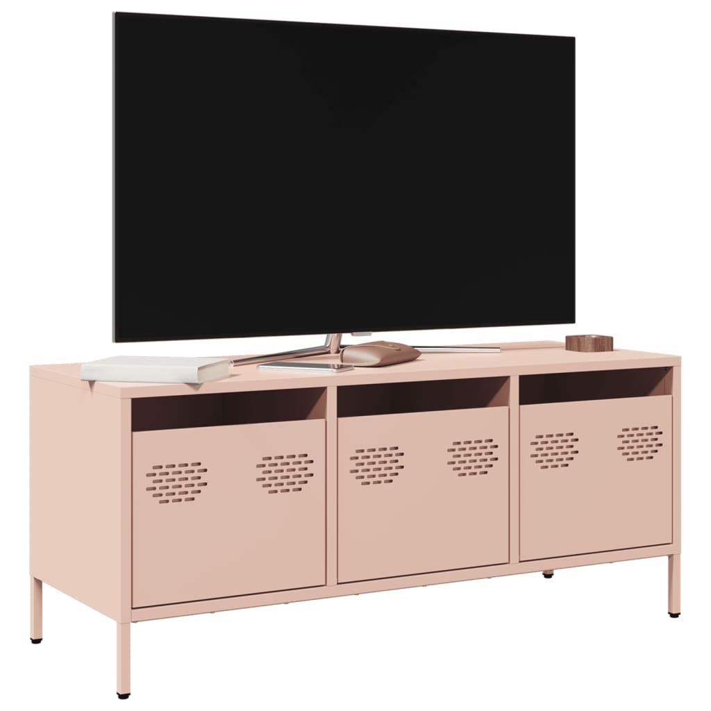 VidaXL Tv-meubel 101,5x39x43,5 cm koudgewalst staal roze