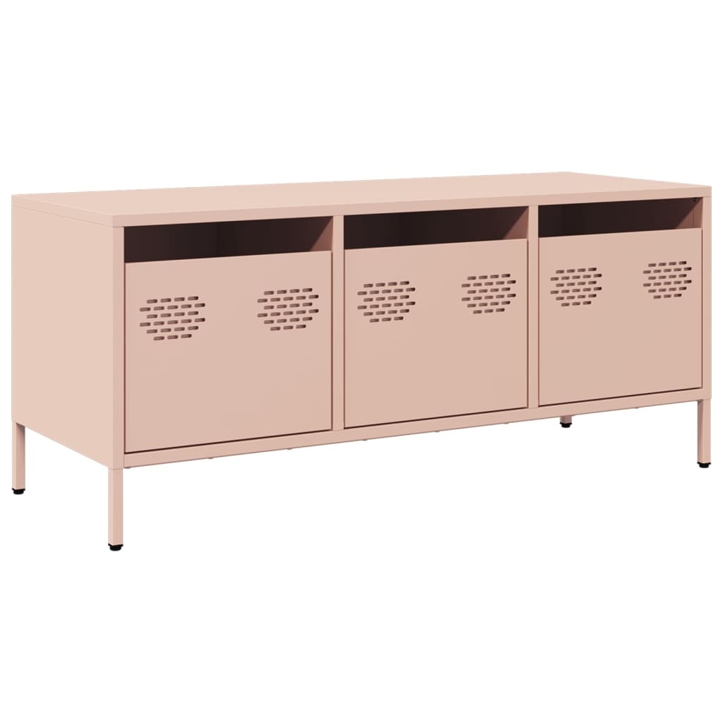 VidaXL Tv-meubel 101,5x39x43,5 cm koudgewalst staal roze