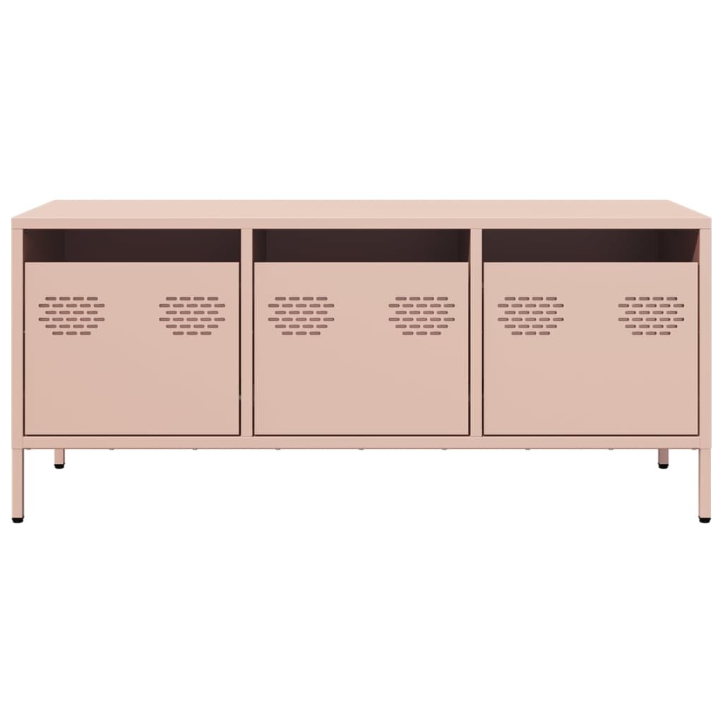 VidaXL Tv-meubel 101,5x39x43,5 cm koudgewalst staal roze