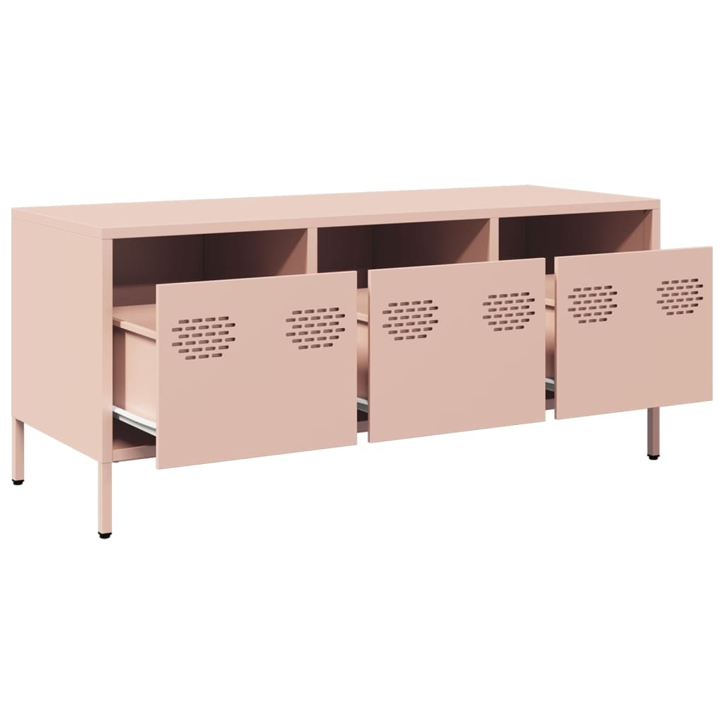 VidaXL Tv-meubel 101,5x39x43,5 cm koudgewalst staal roze