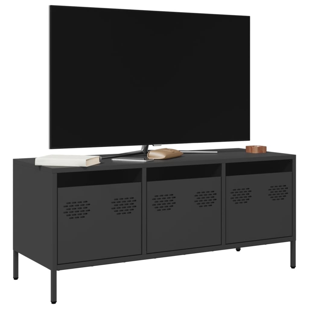 VidaXL Tv-meubel 101,5x39x43,5 cm koudgewalst staal zwart
