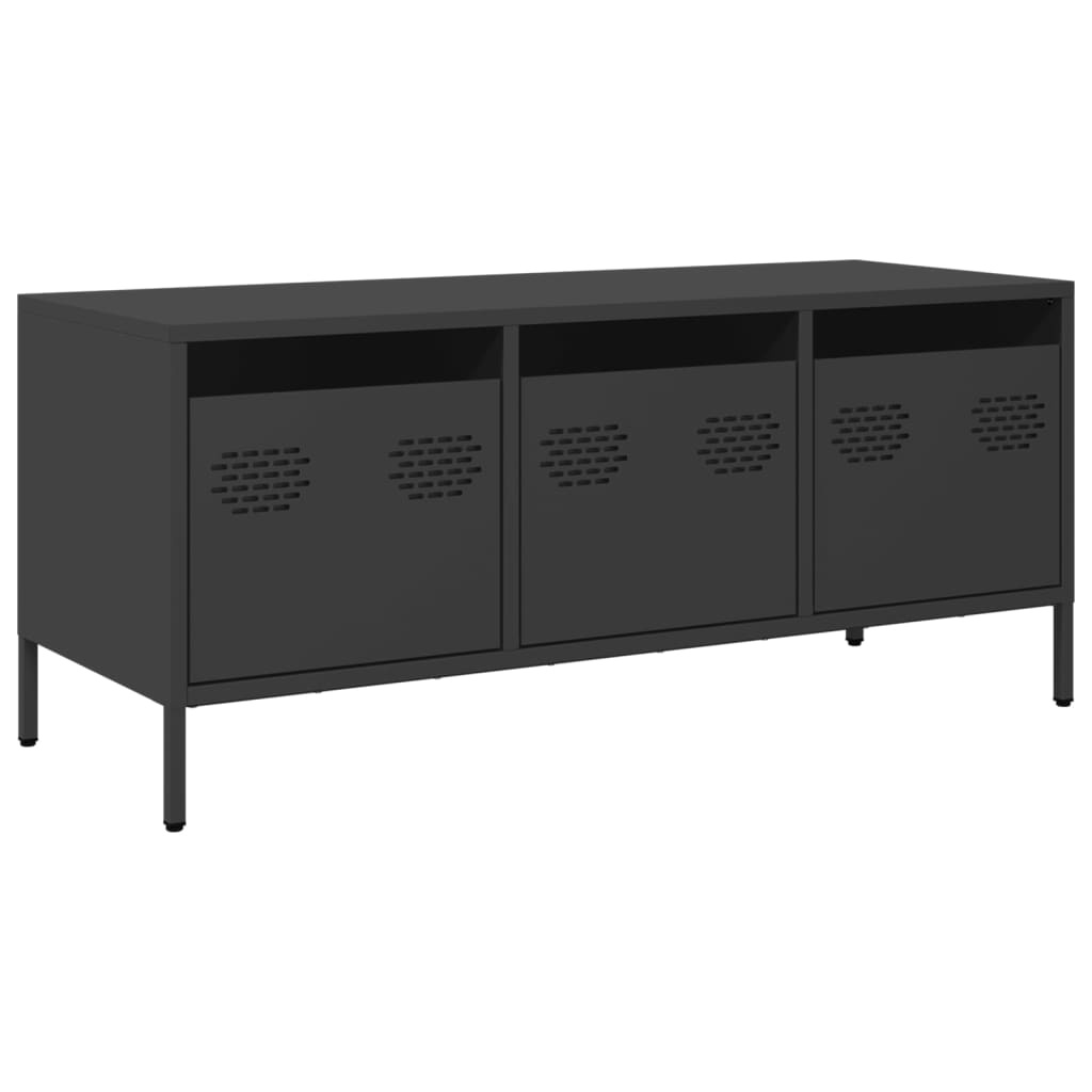VidaXL Tv-meubel 101,5x39x43,5 cm koudgewalst staal zwart