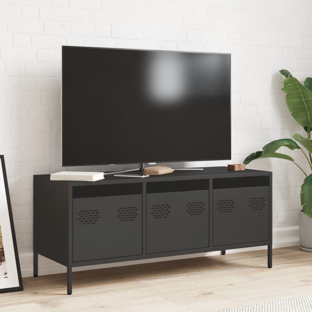 VidaXL Tv-meubel 101,5x39x43,5 cm koudgewalst staal zwart