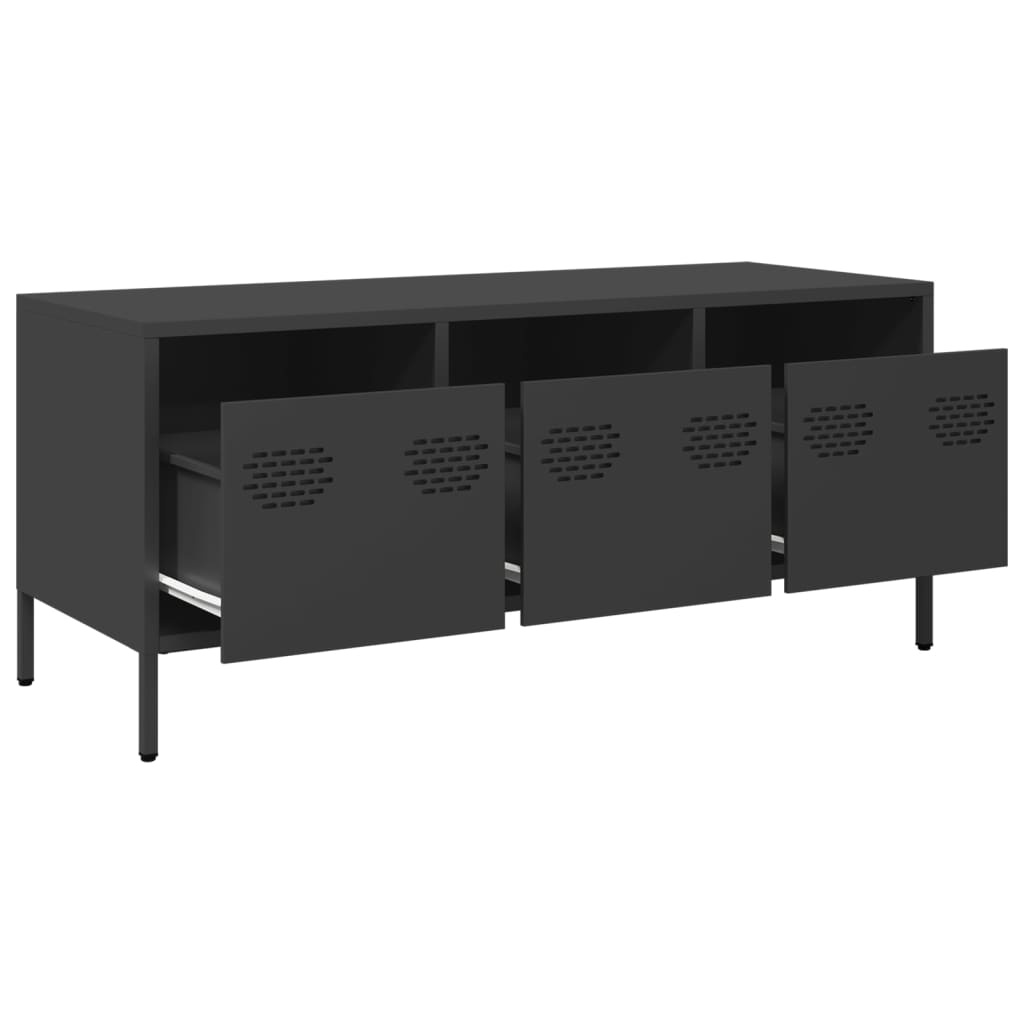 VidaXL Tv-meubel 101,5x39x43,5 cm koudgewalst staal zwart