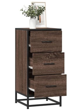VidaXL Dressoir 35,5x35x76 cm bewerkt hout en metaal bruin eikenkleur