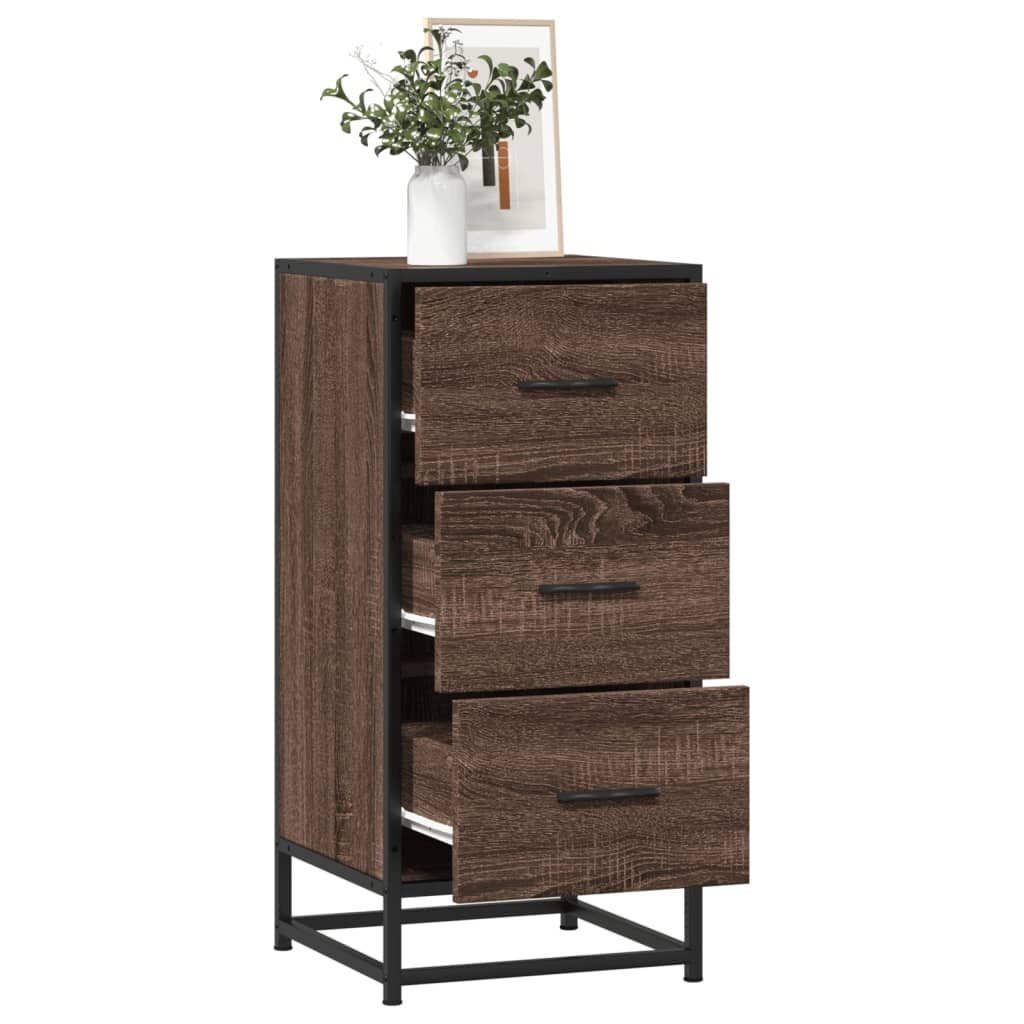 VidaXL Dressoir 35,5x35x76 cm bewerkt hout en metaal bruin eikenkleur