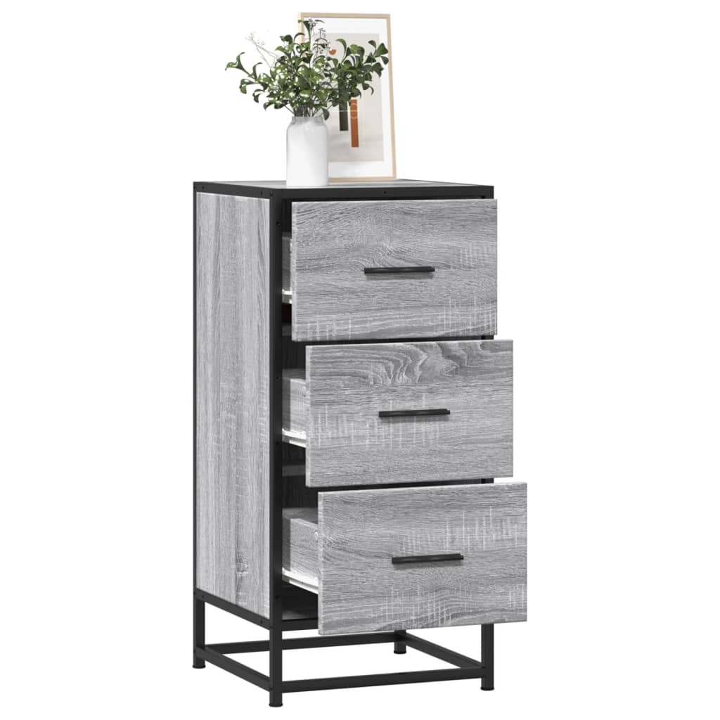 VidaXL Dressoir 35,5x35x76 cm bewerkt hout en metaal grijs sonoma