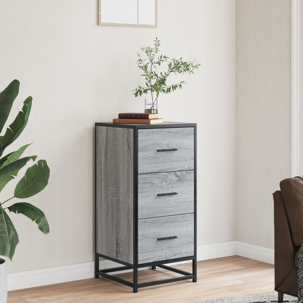 VidaXL Dressoir 35,5x35x76 cm bewerkt hout en metaal grijs sonoma