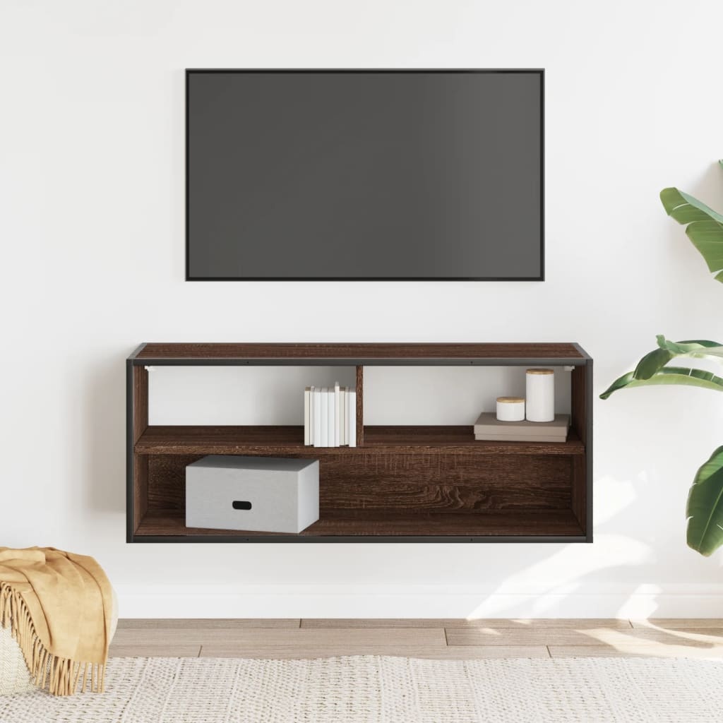 VidaXL Tv-meubel 100x31x39,5 cm bewerkt hout metaal bruin eikenkleurig