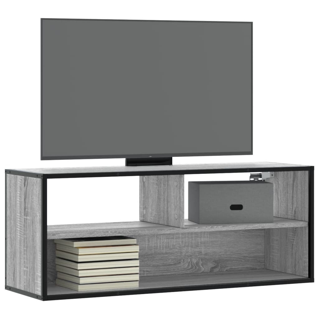 VidaXL Tv-meubel 100x31x39,5 cm bewerkt hout metaal grijs sonoma eiken