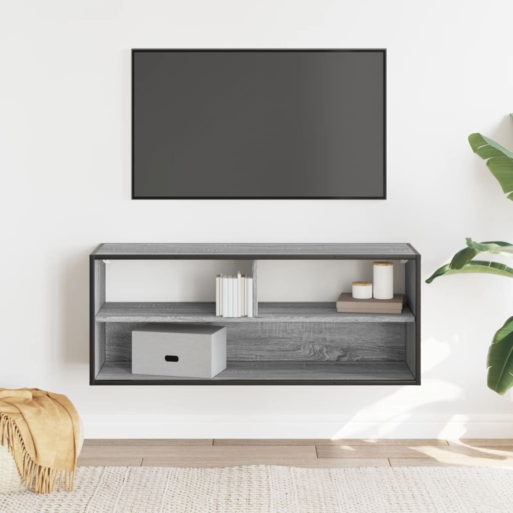 VidaXL Tv-meubel 100x31x39,5 cm bewerkt hout metaal grijs sonoma eiken