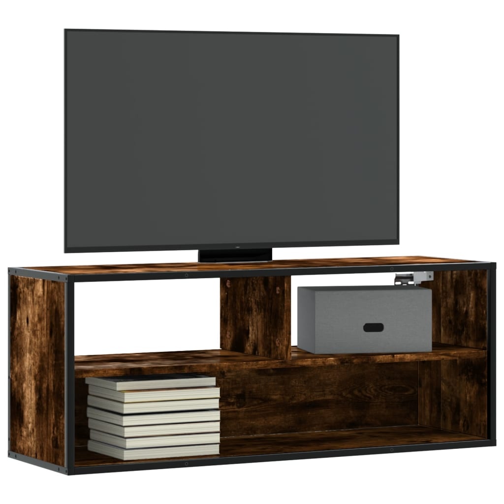 VidaXL Tv-meubel 100x31x39,5 cm bewerkt hout metaal gerookt eikenkleur