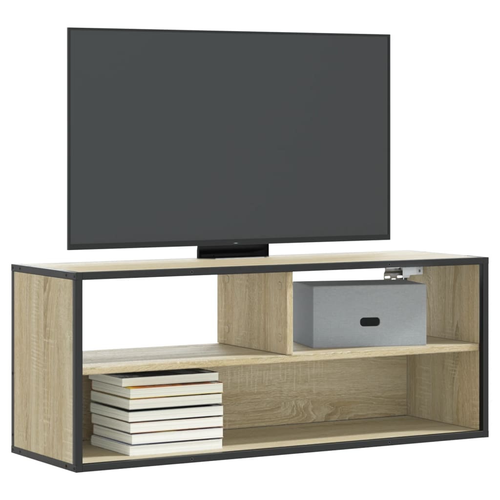 VidaXL Tv-meubel 100x31x39,5cm bewerkt hout metaal sonoma eikenkleurig