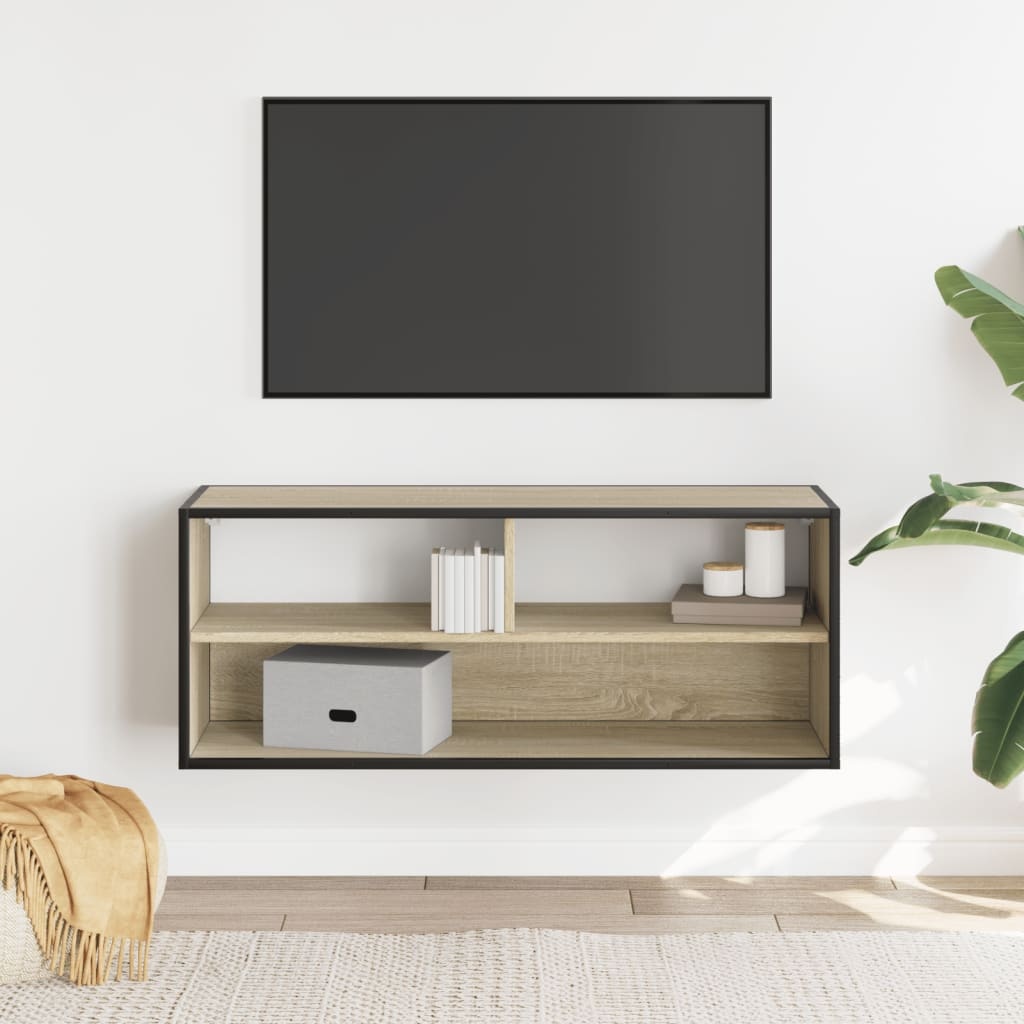 VidaXL Tv-meubel 100x31x39,5cm bewerkt hout metaal sonoma eikenkleurig