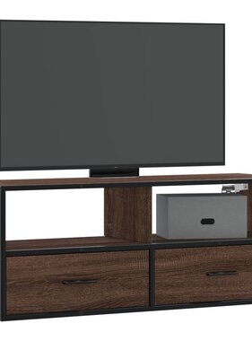 VidaXL Tv-meubel 100x31x39,5 cm bewerkt hout metaal bruin eikenkleurig
