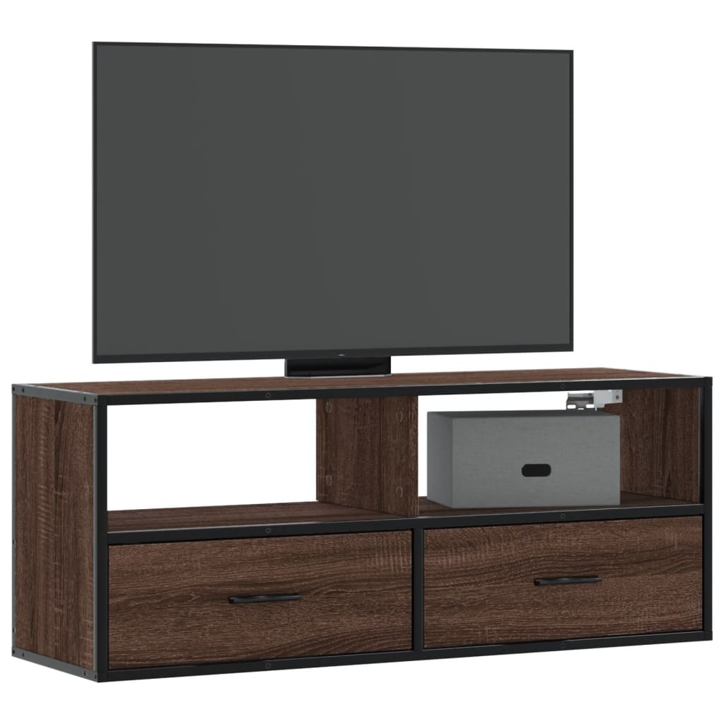 VidaXL Tv-meubel 100x31x39,5 cm bewerkt hout metaal bruin eikenkleurig