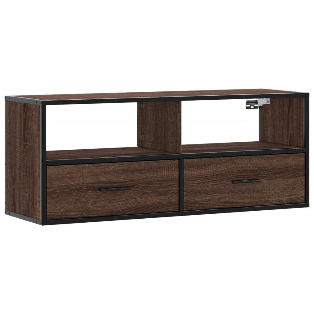 VidaXL Tv-meubel 100x31x39,5 cm bewerkt hout metaal bruin eikenkleurig