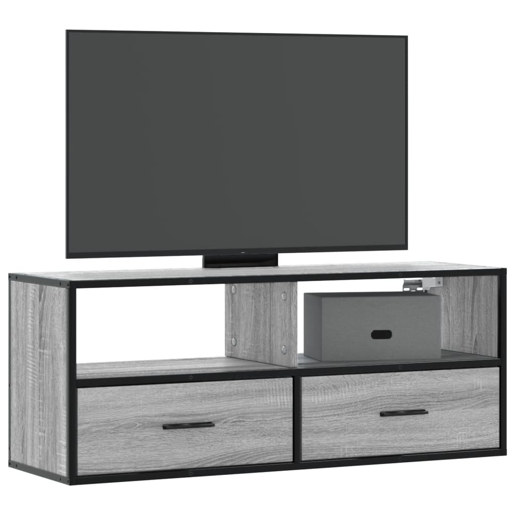 VidaXL Tv-meubel 100x31x39,5 cm bewerkt hout metaal grijs sonoma eiken