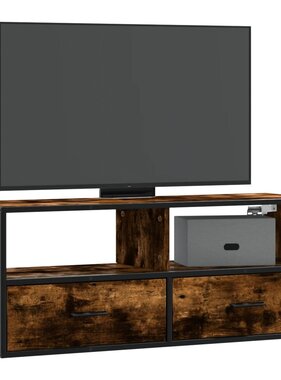 VidaXL Tv-meubel 100x31x39,5 cm bewerkt hout metaal gerookt eikenkleur