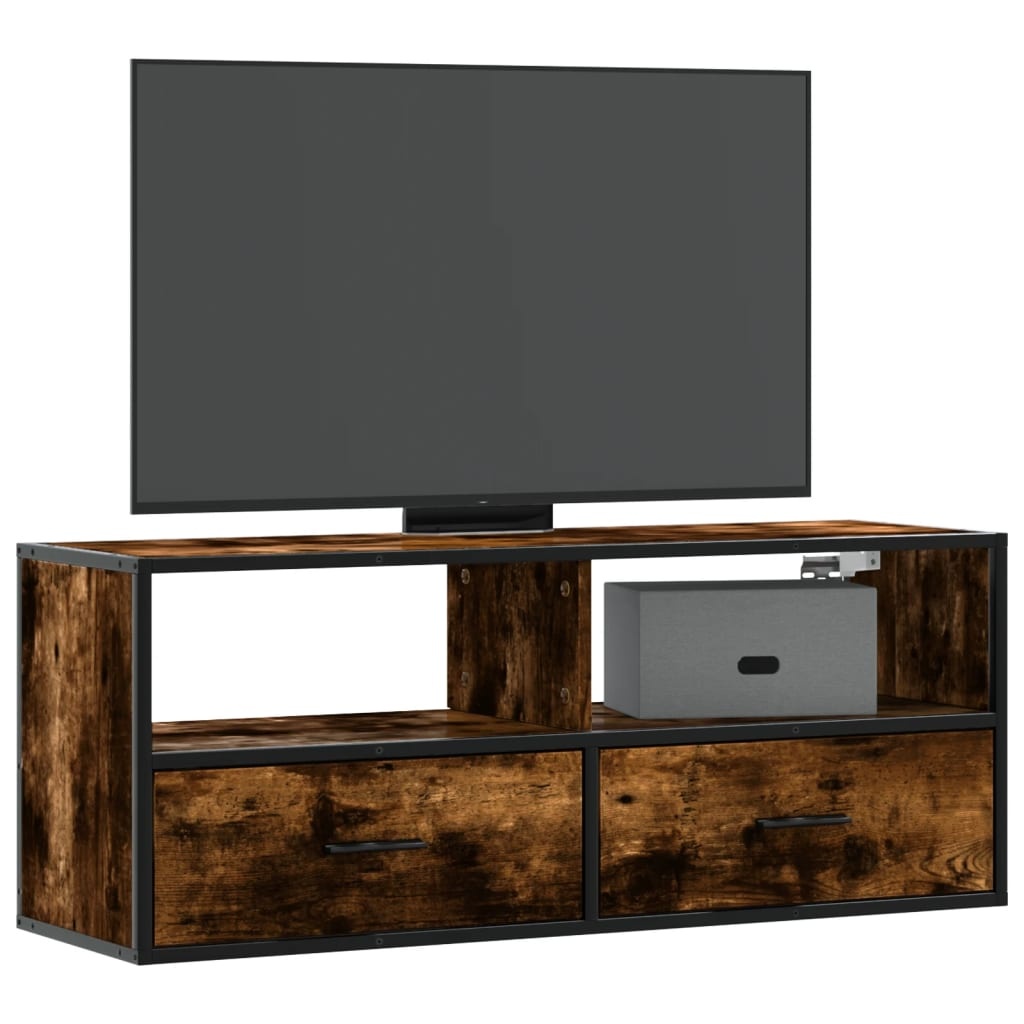 VidaXL Tv-meubel 100x31x39,5 cm bewerkt hout metaal gerookt eikenkleur