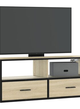 VidaXL Tv-meubel 100x31x39,5cm bewerkt hout metaal sonoma eikenkleurig