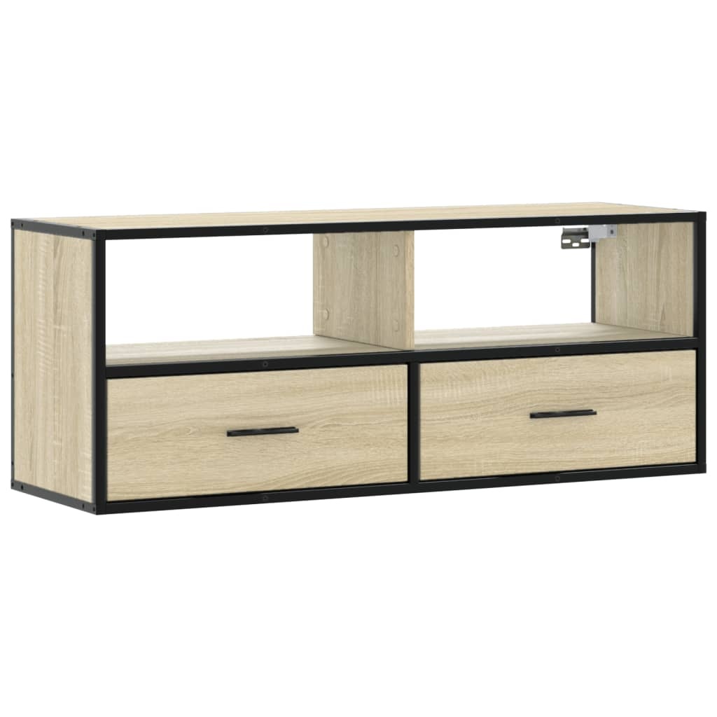 VidaXL Tv-meubel 100x31x39,5cm bewerkt hout metaal sonoma eikenkleurig