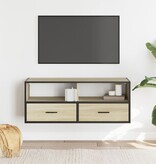VidaXL Tv-meubel 100x31x39,5cm bewerkt hout metaal sonoma eikenkleurig