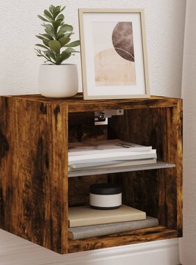 VidaXL Tv-wandmeubel met LED-verlichting 30x28,5x30 cm gerookt eiken