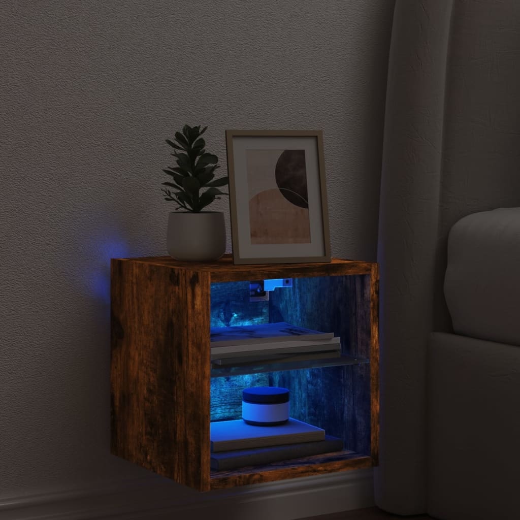 VidaXL Tv-wandmeubel met LED-verlichting 30x28,5x30 cm gerookt eiken