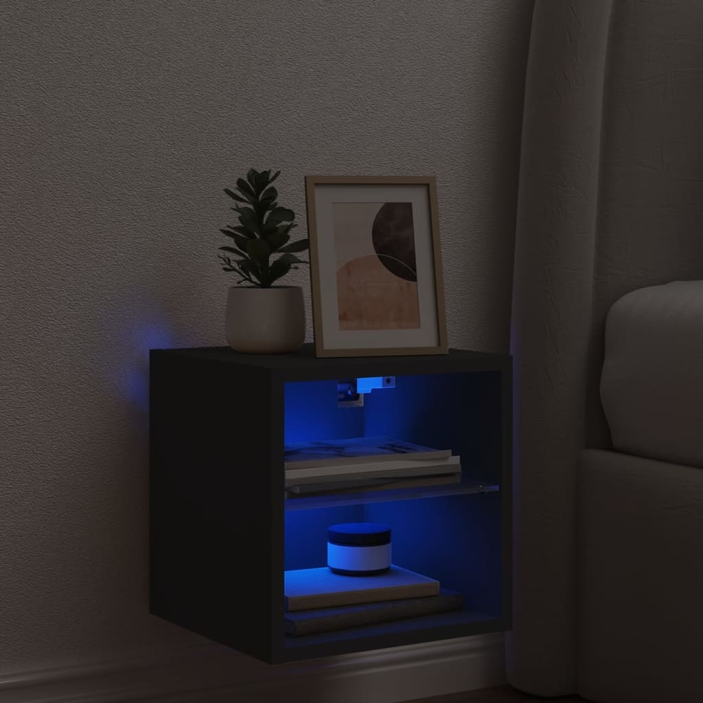 VidaXL Tv-wandmeubel met LED-verlichting 30x28,5x30 cm zwart
