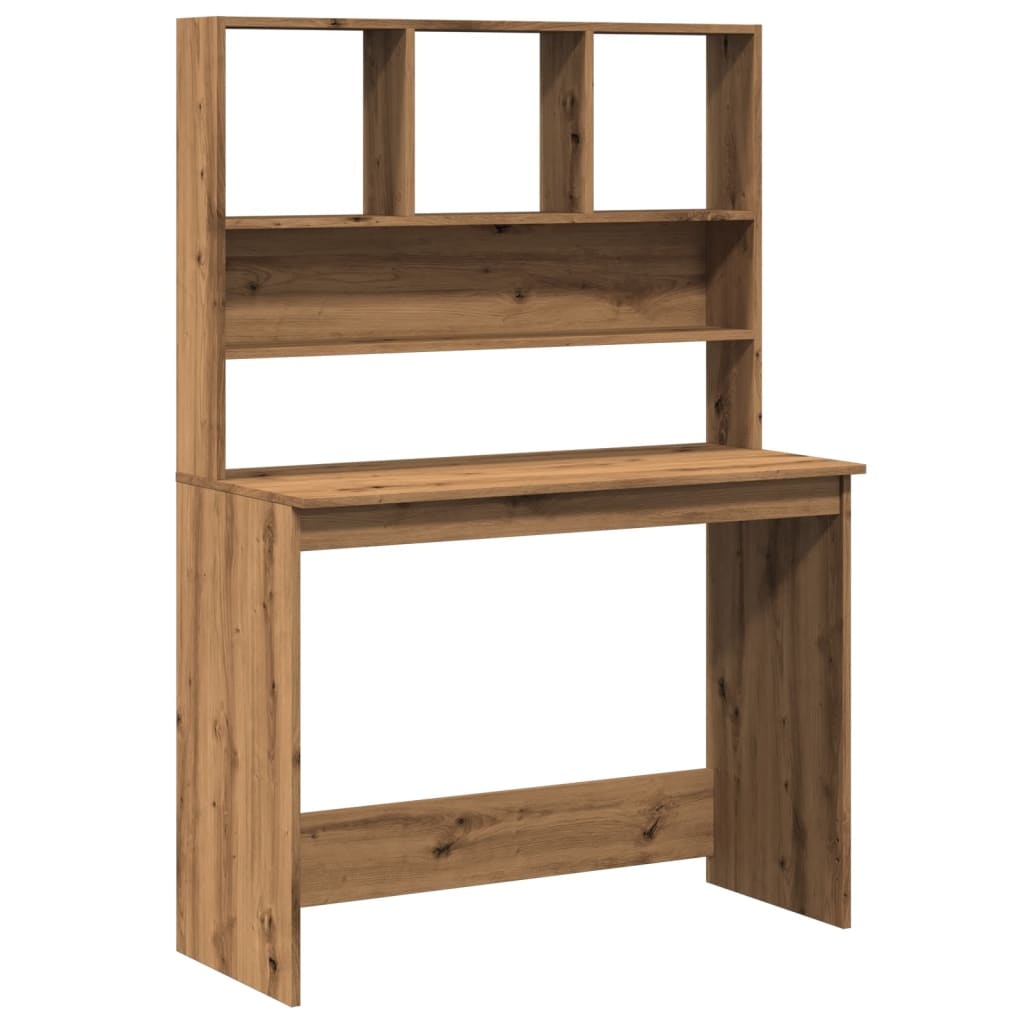 VidaXL Bureau met schappen 102x45x148 cm bewerkt hout artisanaal eiken