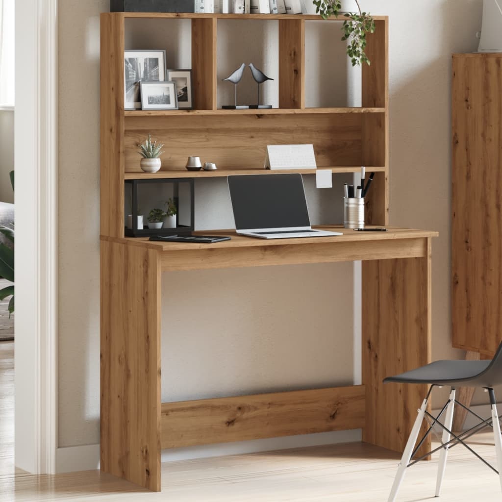 VidaXL Bureau met schappen 102x45x148 cm bewerkt hout artisanaal eiken