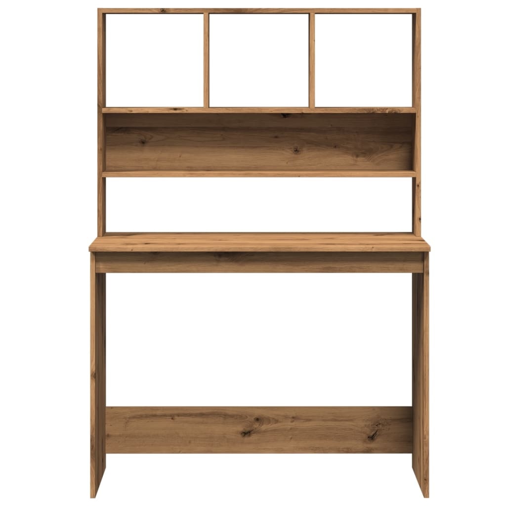 VidaXL Bureau met schappen 102x45x148 cm bewerkt hout artisanaal eiken