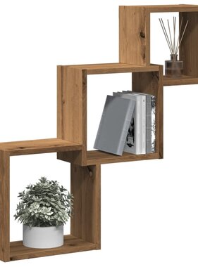 VidaXL Wandplanken kubus 68x15x68cm bewerkt hout artisanaal eikenkleur