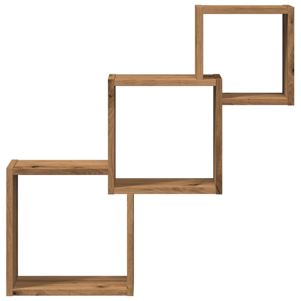 VidaXL Wandplanken kubus 68x15x68cm bewerkt hout artisanaal eikenkleur
