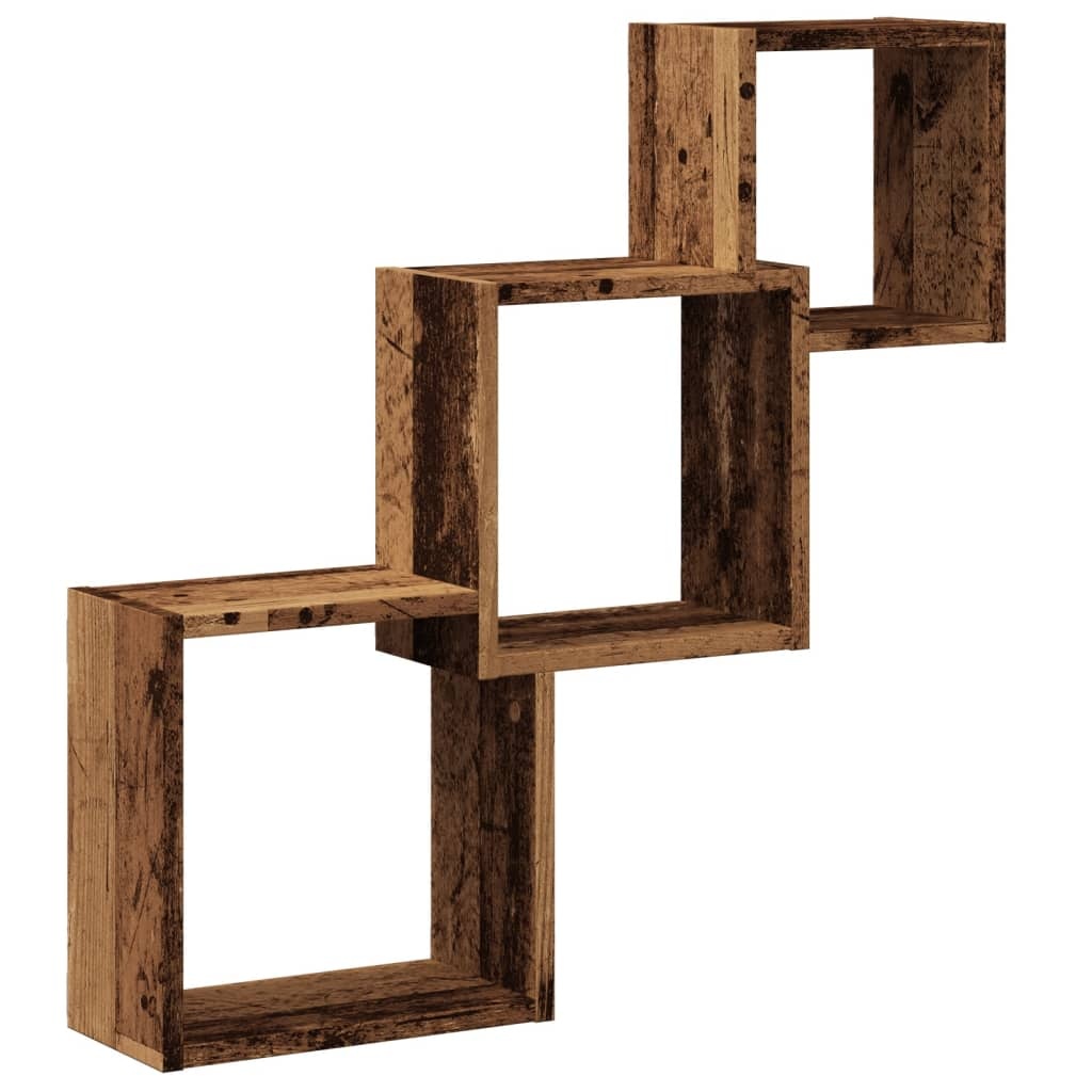 VidaXL Wandplanken kubus 68x15x68 cm bewerkt hout oud houtkleurig