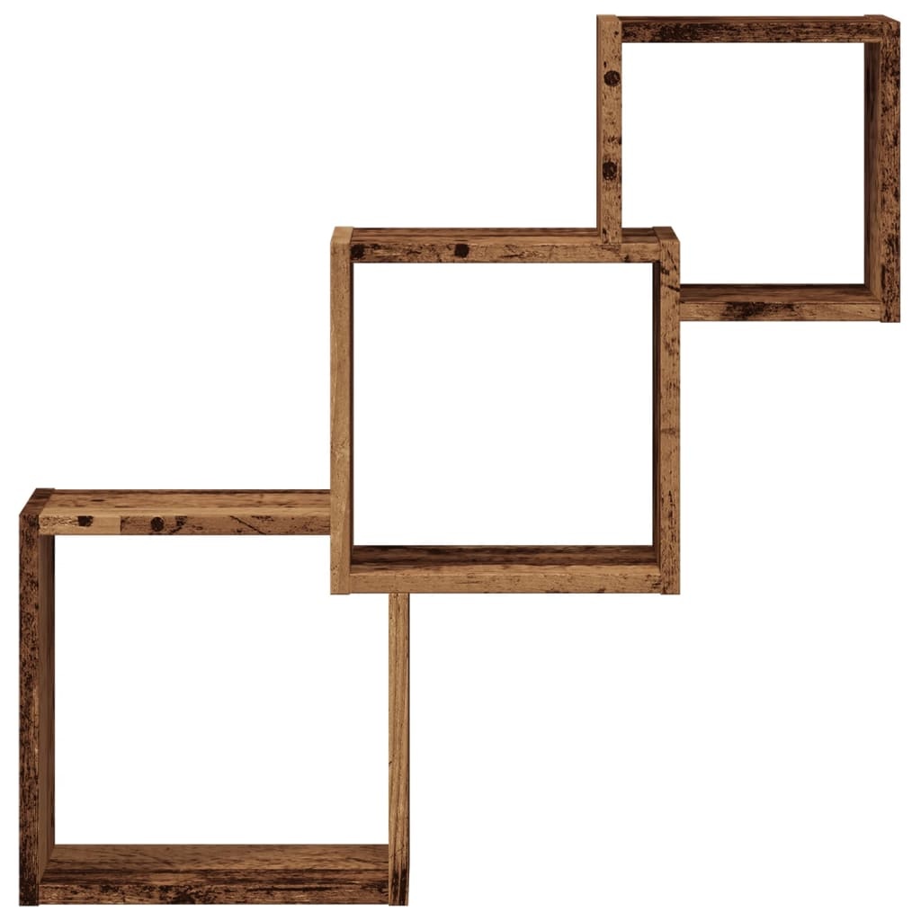 VidaXL Wandplanken kubus 68x15x68 cm bewerkt hout oud houtkleurig