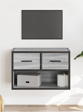 VidaXL Tv-meubel 60x31x39,5 cm bewerkt hout metaal grijs sonoma eiken