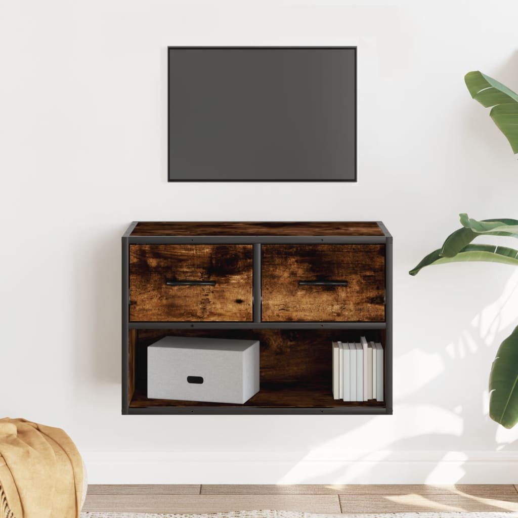 VidaXL Tv-meubel 60x31x39,5 cm bewerkt hout metaal gerookt eikenkleur