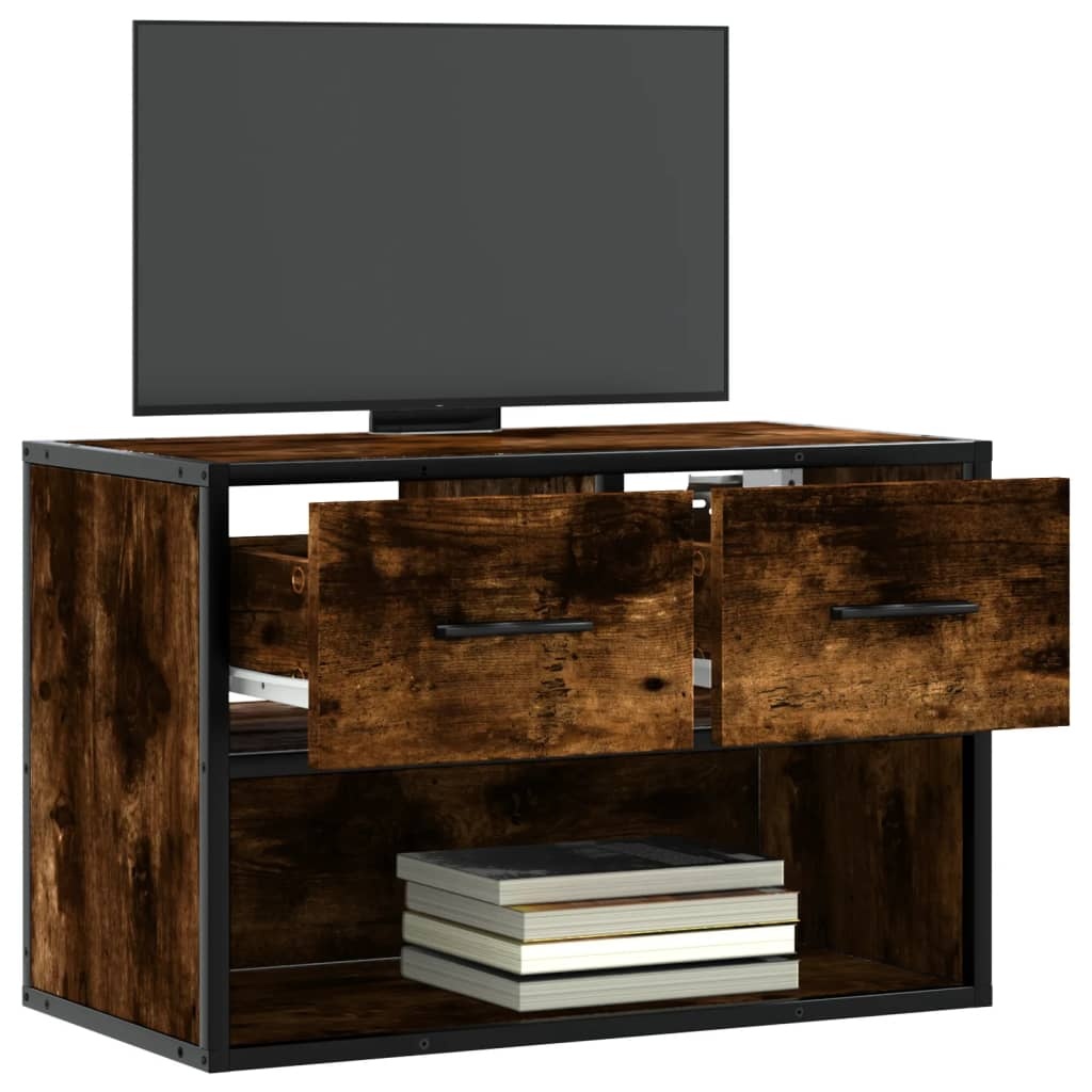 VidaXL Tv-meubel 60x31x39,5 cm bewerkt hout metaal gerookt eikenkleur