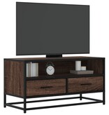 VidaXL Tv-meubel 80x34,5x40 cm bewerkt hout metaal bruin eikenkleur