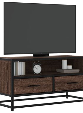 VidaXL Tv-meubel 80x34,5x40 cm bewerkt hout metaal bruin eikenkleur