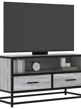 VidaXL Tv-meubel 80x34,5x40 cm bewerkt hout metaal grijs sonoma eiken