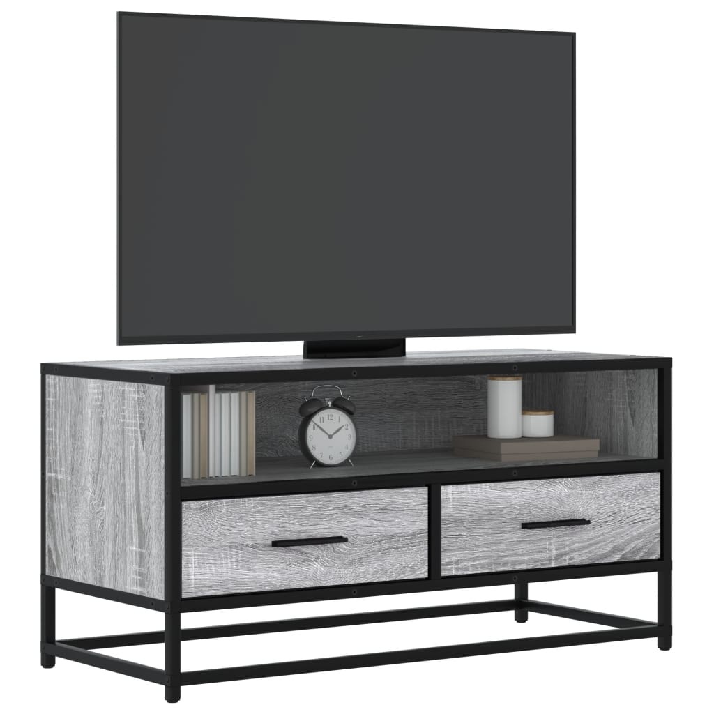 VidaXL Tv-meubel 80x34,5x40 cm bewerkt hout metaal grijs sonoma eiken