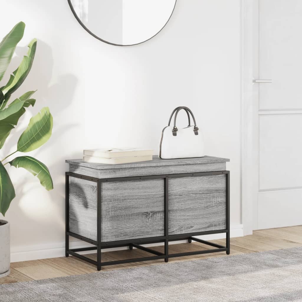 VidaXL Opbergbox met deksel 80x40x51,5 cm bewerkt hout grijs sonoma