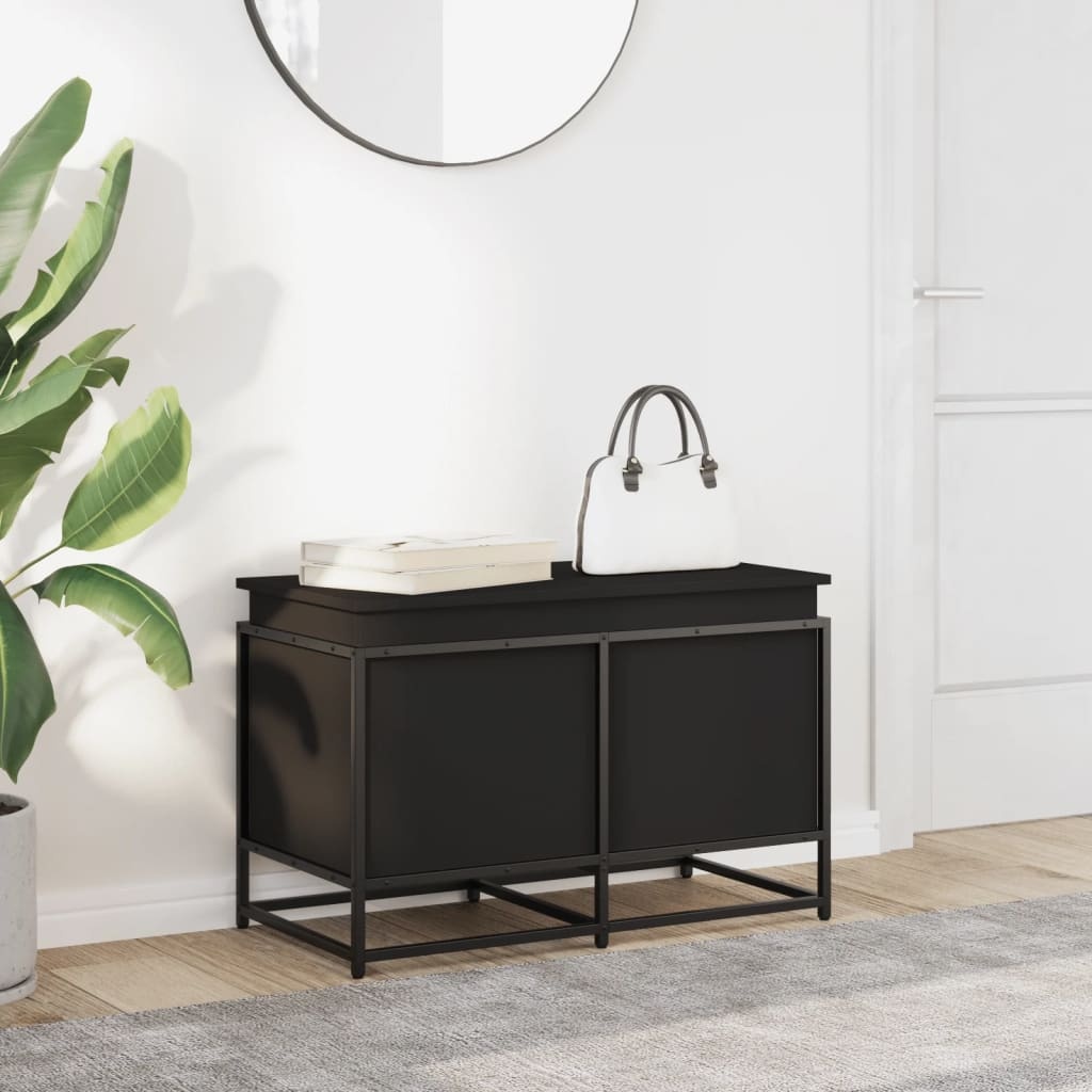 VidaXL Opbergbox met deksel 80x40x51,5 cm bewerkt hout zwart