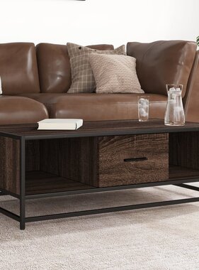 VidaXL Salontafel 100x57x35 cm bewerkt hout en metaal bruin eikenkleur